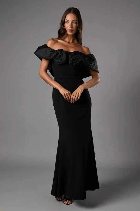Bardot Rose Detail Maxi Dress