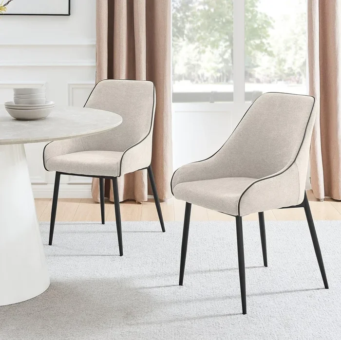 Beaumont 2x Fabric Black Leg Dining Chair