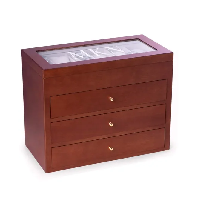 Bey-Berk Custom Personalized Watch Box Organizer – 48 Slot Luxury Solid Wood Designer Display, Large Watch Slots (Brown)