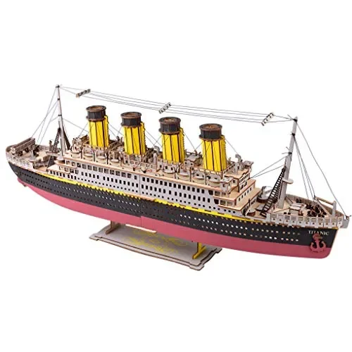 Bitopbi Large Size Titanic Model 3D Wooden Puzzles Cruise Ship English Version Collectible Building DIY Assembly Constructor Kit Collection Gift for
