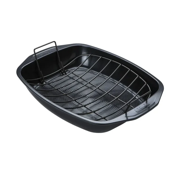 Black ‘Ultimum BW’ Rectangular Steel Roaster with Rack – 15.5 x 12″