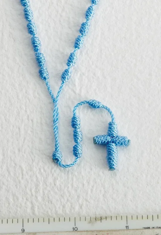 Blue Knotted Cord Rosary
