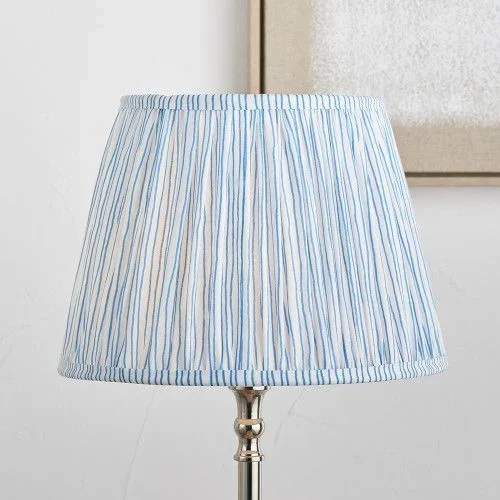 Blue Stripe Mushroom Pleat Tapered Lampshade