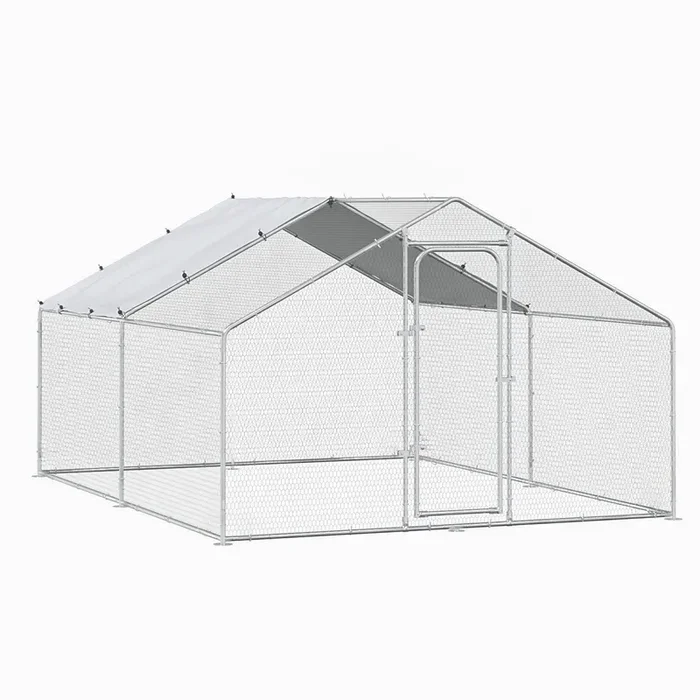 BOSSIN Bold Chicken Coop Run Large Metal Chicken Pen Outdoor, Poultry Cage Spire Shape, Heavy Duty Walkin for Yard with Waterproof and Anti-UV Cover, for Rabbits Habitat
