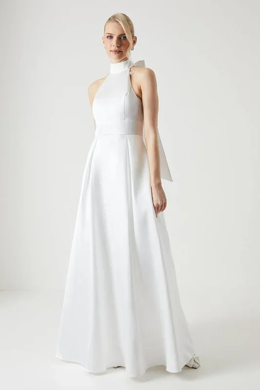 Bow Back Halterneck Full Skirted Wedding Dress