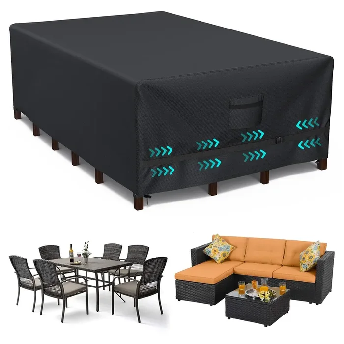 BROSYDA Upgraded Patio Furniture Set Cover, Improved Heavy Duty Waterproof Outdoor Furniture Covers Outdoor Couch Cover Table and Chair Cover with Adjustable Straps, 108″L ×82″ D×28″ H, Back