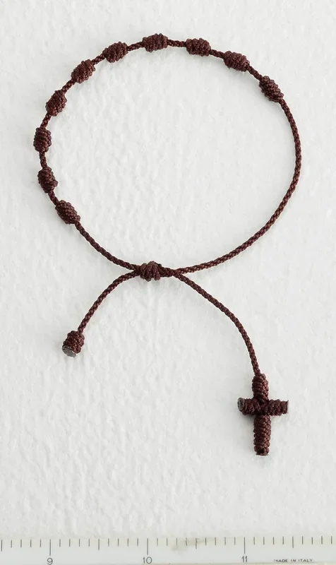 Brown Cord Rosary Bracelet