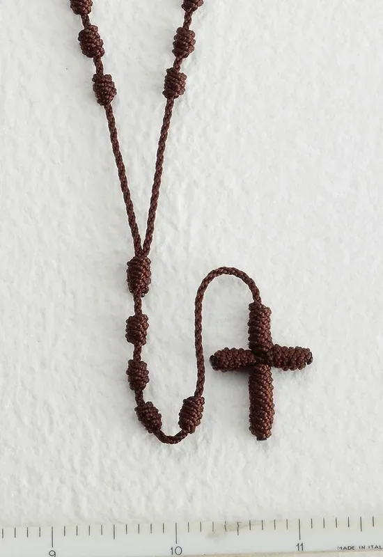 Brown Knotted Cord Rosary