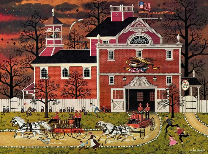Buffalo Games – Charles Wysocki – Fire! – 1000 Piece Jigsaw Puzzle for Adults -Challenging Puzzle Perfect for Game Nights – Finished Size is 26.75 x 19.75