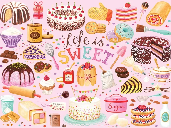 Buffalo Games – Janna Krupinski – Life is Sweet – 1500 Piece Jigsaw Puzzle for Adults -Challenging Puzzle Perfect for Game Nights – Finished Size is 38.50 x 26.50