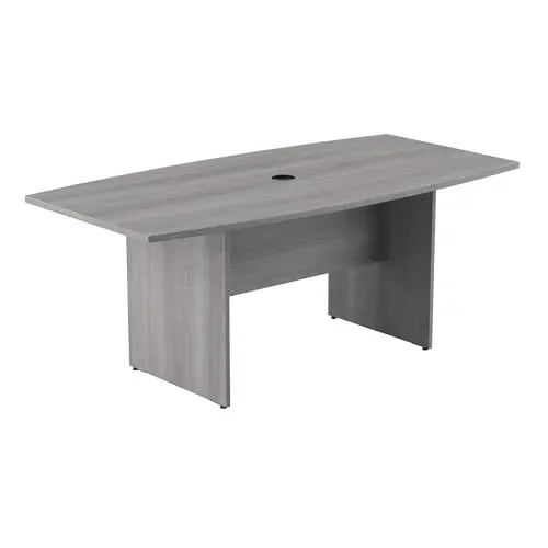 Bush Business Furniture Boat Shaped Conference 4-6 People with Wood Base | Stylish 6 FT Table for Office Boardrooms and Training Rooms, 72W x 36D, Platinum Gray