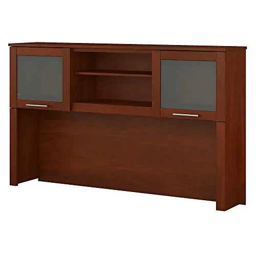 Bush Furniture Somerset 60W Desk Hutch with Shelves and Cabinets in Hansen Cherry