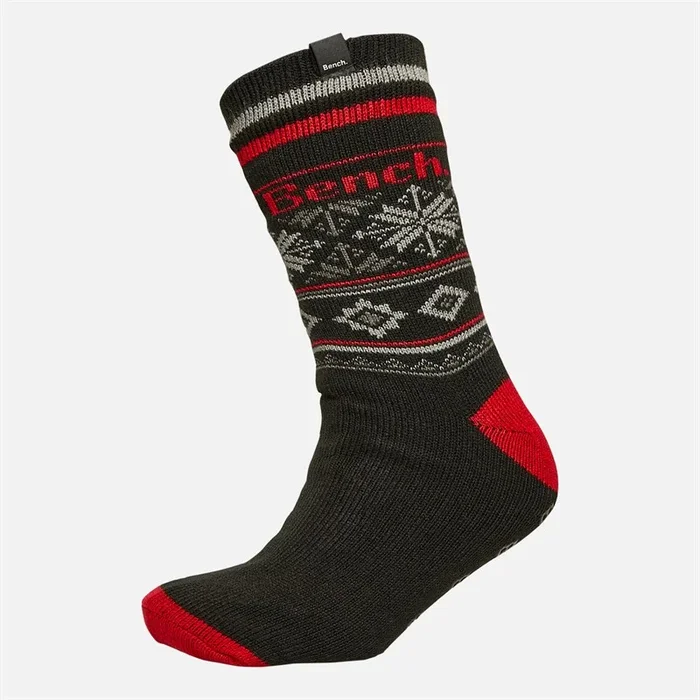 Buy Bench Mens Takoma Sherpa Lined Fair Isle Slipper Socks Black