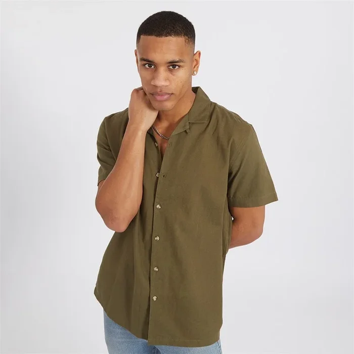 Buy Brave Soul Mens Eubank Shirt Khaki