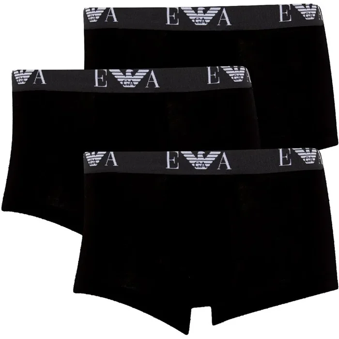 Buy Emporio Armani Mens Three Pack Trunks Black/Black/Black