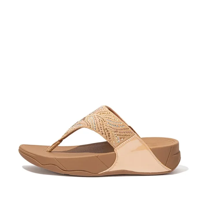 Buy FitFlop Womens Lulu Crystal Feather Wide Fit Toe Post Sandals Blush