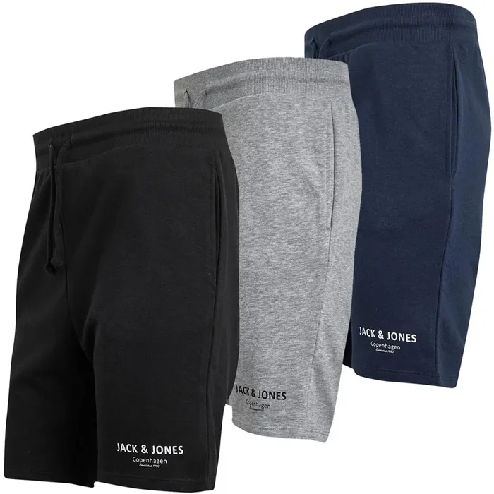 Buy JACK & JONES Mens Heat Three Pack Shorts Black/Light Grey Marl/Navy
