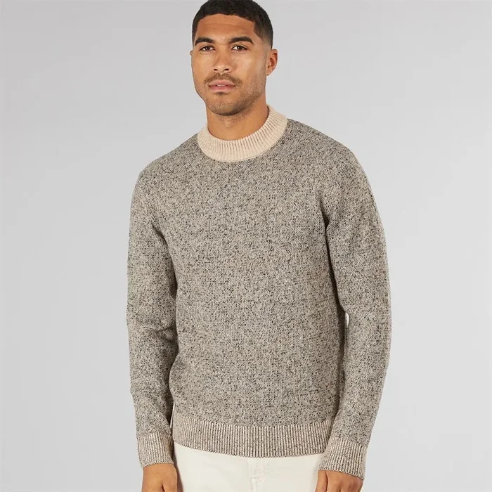 Buy JACK & JONES Mens Space Knit Mock Neck Jumper Peyote W/Black Neps
