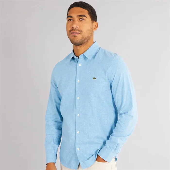 Buy Lacoste Mens Long Sleeve Casual Shirt Overview/Flour