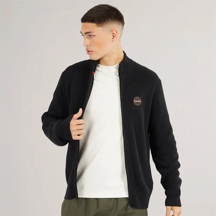 Buy Napapijri Mens Prado Ribbed Knitted Full Zip Jumper Black Beauty