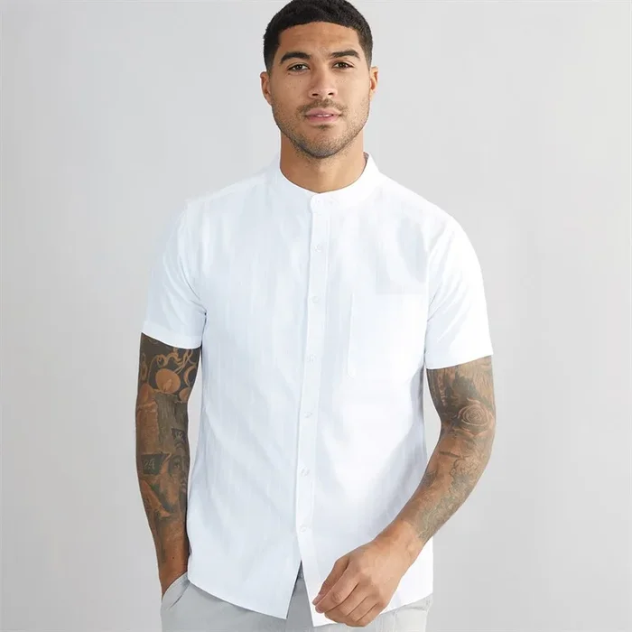Buy Onfire Mens Dobby Collarless Shirt White