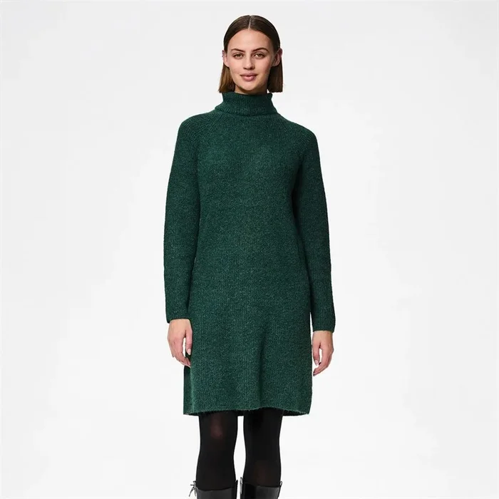 Buy Pieces Womens Ellen High Neck Knitted Dress Trekking Green