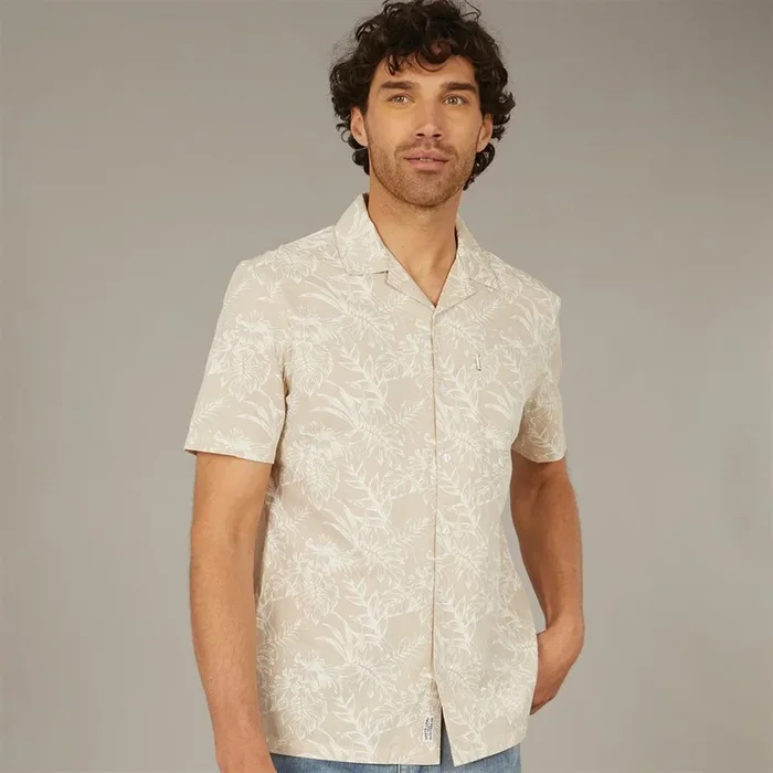 Buy Tokyo Laundry Mens Paraiso AOP Short Sleeve Shirt Stone