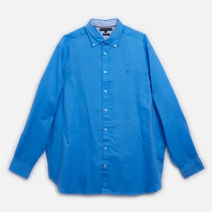 Buy Tommy Hilfiger Mens Plus Size Linen Blend Long Sleeve Shirt Blue Spell