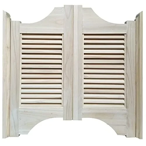 Café Swing Door,Unfinished Louvered Café Interior Swing Solid Wood Door,Hardwood Cafe Doors Includes Hinges,Self Closing Saloon Swing Swinging Door,for Terrace Emporium,Custom (W 41 x H 32in)