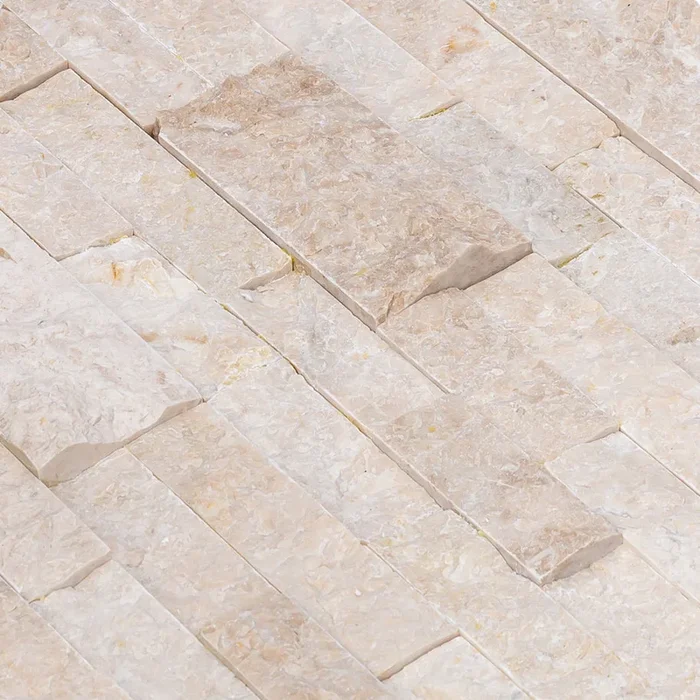 Cappuccino Ledger 3D Panel 6″x24″ Split-face Natural Marble Wall Tile – Belair Collection