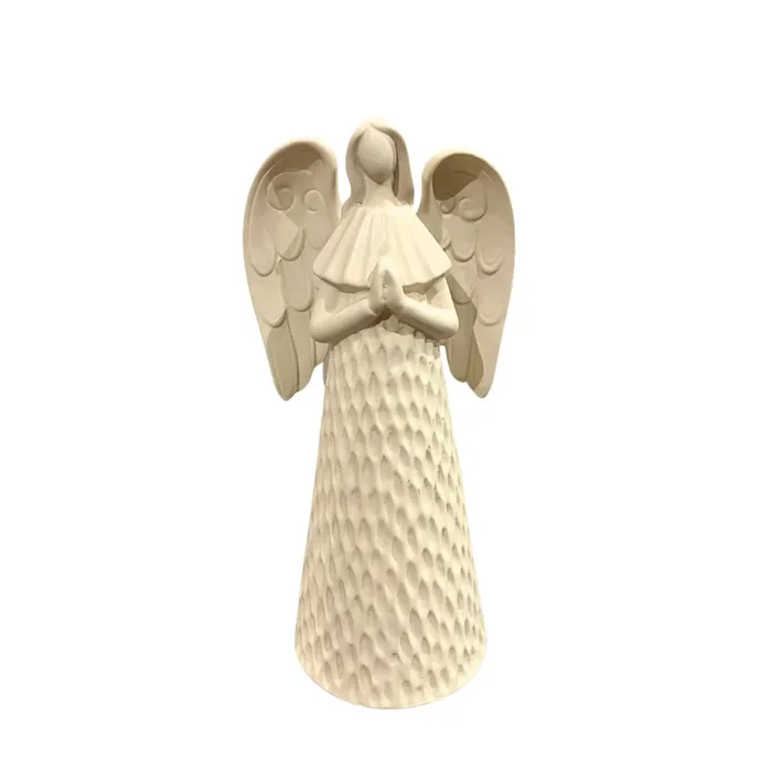 Ceramic Blessing Angel Tabletop Concrete 12” | LC