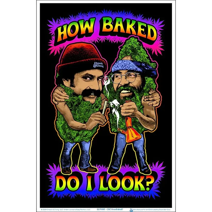 Cheech & Chong How Baked Do I Look? Flocked Black Light Poster – 23″x35″
