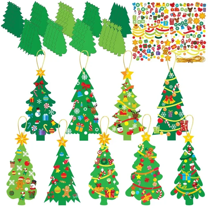 chiazllta 945Pcs DIY Christmas July Tree Craft Kit Kids Holiday Art Making Craft with Stickers, Make Your Own Christmas Bookmark Xmas Party Favor Decoration Home Classroom Game Activities