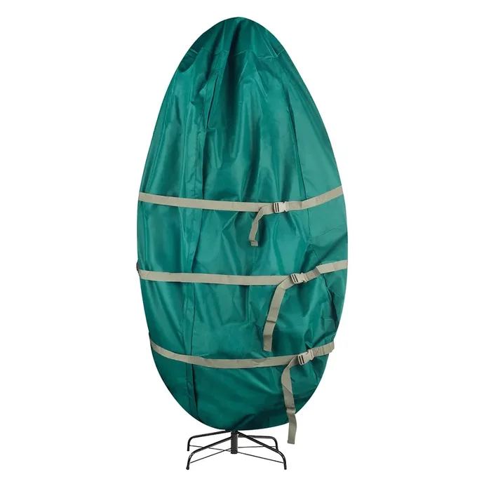 Christmas Tree Storage Bag – Upright Zippered Canvas Cover for 9-Foot Artificial Trees with Buckle Straps and Cinch by Tiny Tim Totes (Green)