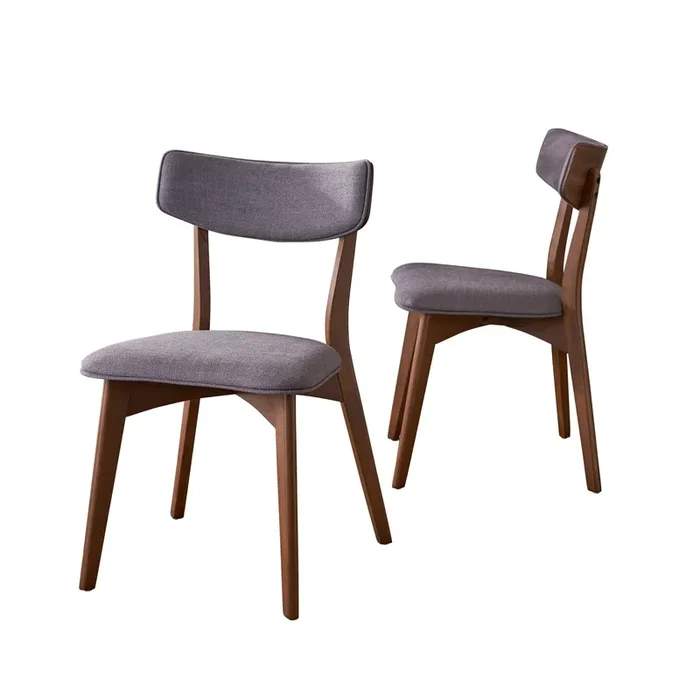 Christopher Knight Home Abrielle Mid-Century Modern Fabric Dining Chairs with Natural Walnut Finished Rubberwood Frame, 2-Pcs Set, Dark Grey /