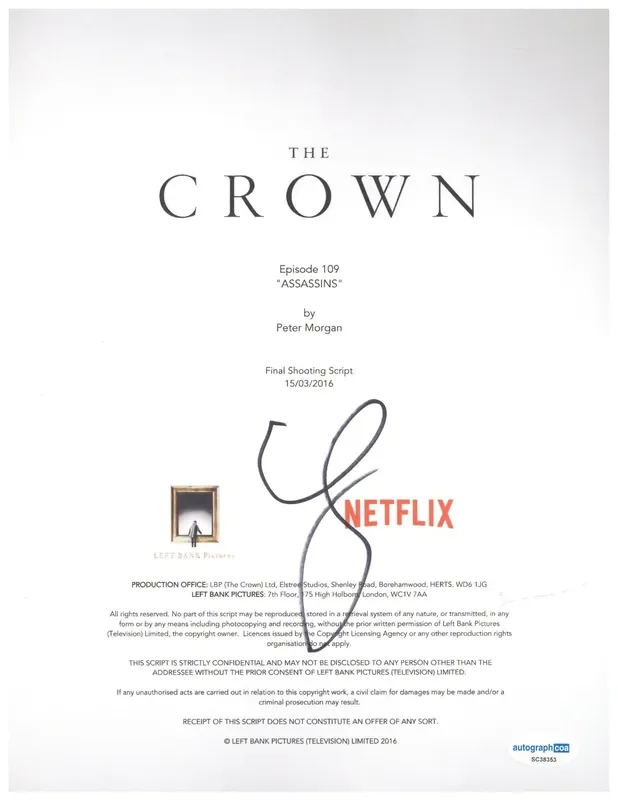 Claire Foy Signed Script Cover The Crown Autographed AutographCOA COA