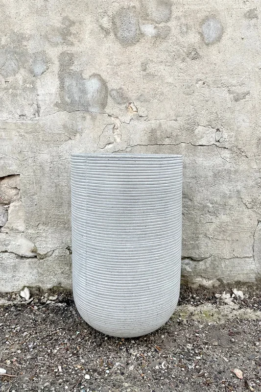 Cody High Pot Horizontal Ridged Light Grey Small