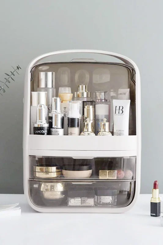 Cosmetic Makeup Storage Organiser Skincare Display Box Case With Portable Handle