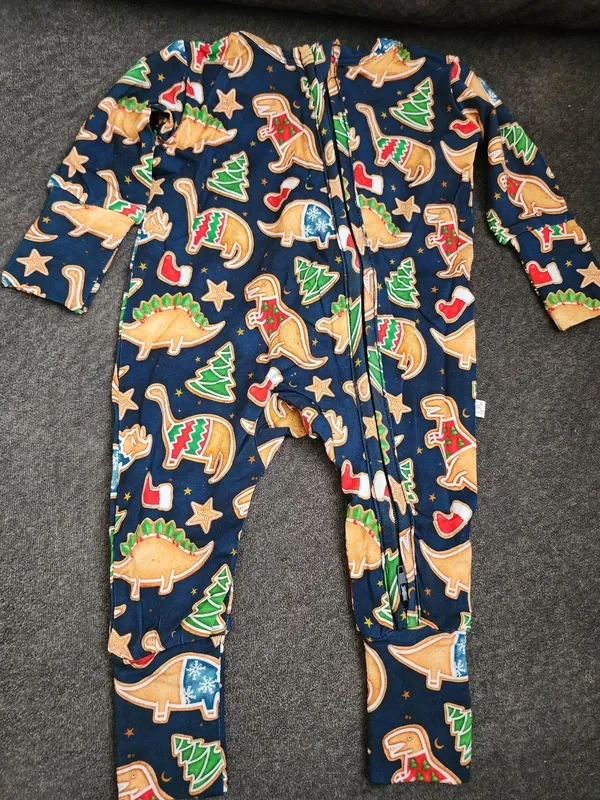 CP Dinosaur Christmas Cookie Zipper Sleeper Footie PJ’s