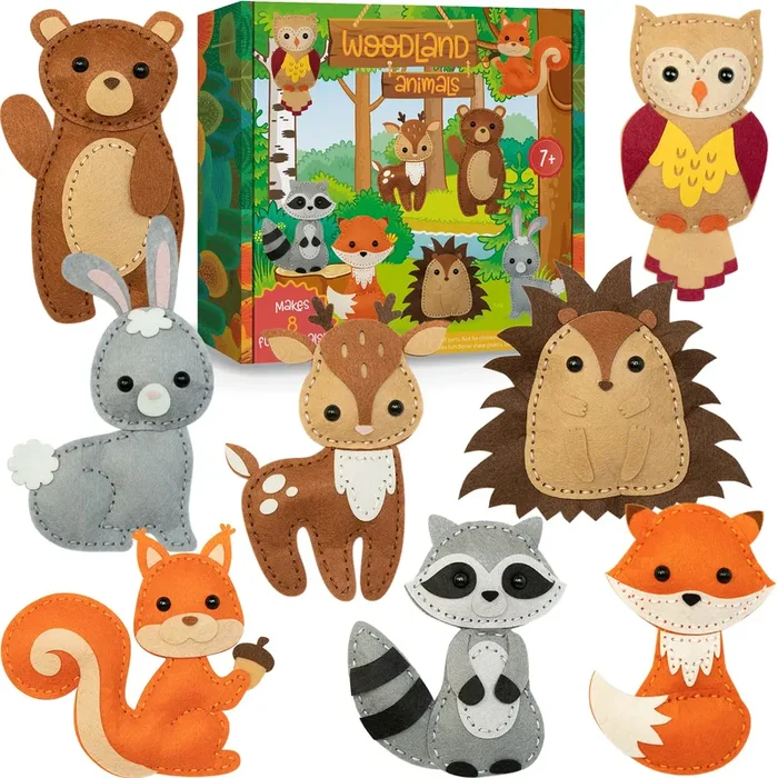 Craftorama Sewing Kit for Kids, Fun and Educational Animal Craft Set for Boys and Girls Age 7-12, Sew Your Own Felt Animals Craft Kit for Beginners,