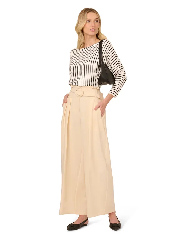 Crew Neck Vertical Striped Long Dolman Sleeve Rib Sweater