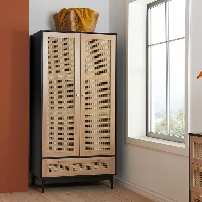 Croxley 2 Door Wardrobe Rattan 1 Drawer Birlea Croxley Mid Century Modern