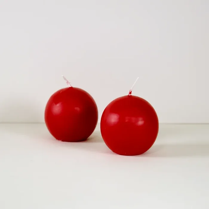 Danish Ball Candle, Red, set of 4