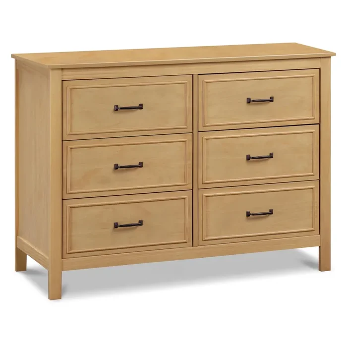 DaVinci Charlie 6-Drawer Baby Dresser – Wooden Double Chest of Drawers for Kids, Boys and Girls – Multi-Purpose Storage Dresser for Bedroom, Nursery, Living Room & Hallway, Easy to Assemble – Honey