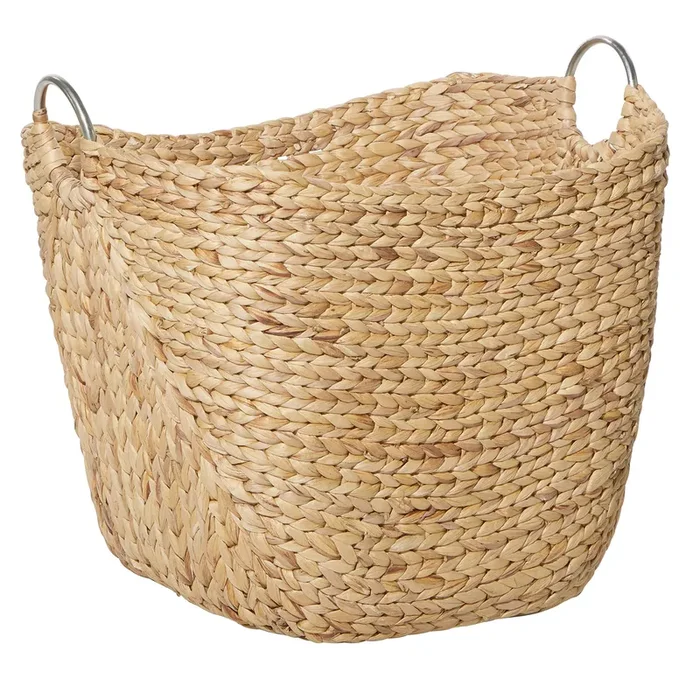Deco 79 Seagrass Handmade Decorative and Functional Storage Basket Large Woven Basket Organizer with Ring Metal Handles, Basket for Storage 21″ x 17″ x 19″, Brown