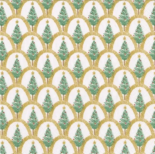 Deco Christmas Gold Caspari Luncheon Napkin