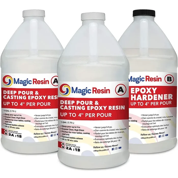 Deep Pour Epoxy Resin for River Table | 3 Gallon (11.4 L) | 4” Deep Pour & Casting Epoxy Resin Kit | Low Odor | Crystal Clear and High Gloss | for