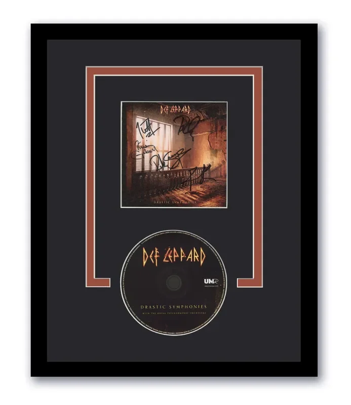 Def Leppard Signed 11×14 Framed CD Drastic Symphones Autographed ACOA #2