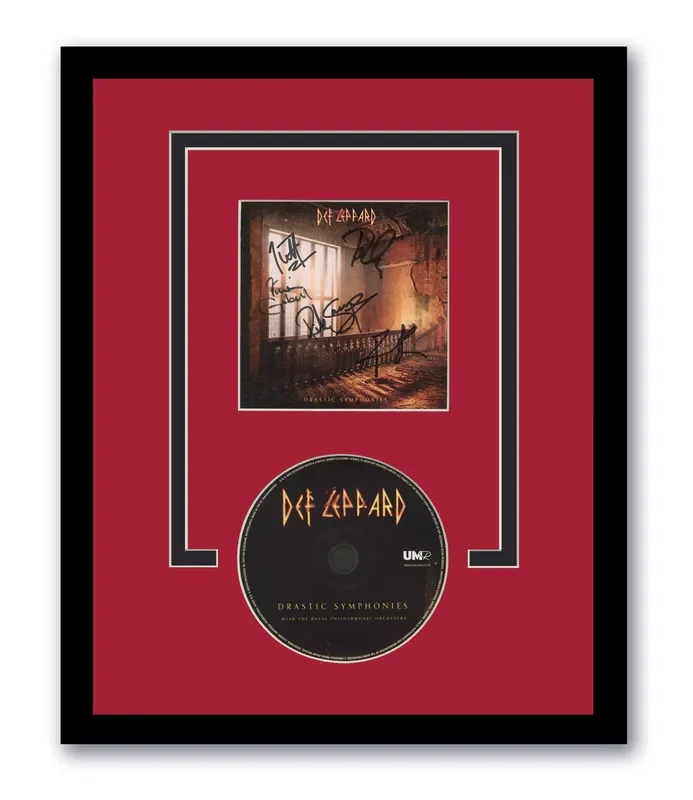 Def Leppard Signed 11×14 Framed CD Drastic Symphones Autographed ACOA #3