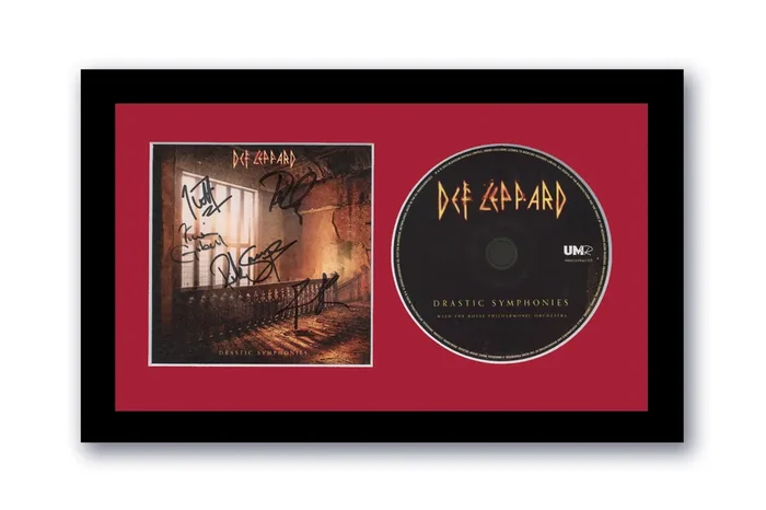 Def Leppard Signed 7×12 Custom Framed CD Drastic Symphonies COA #2